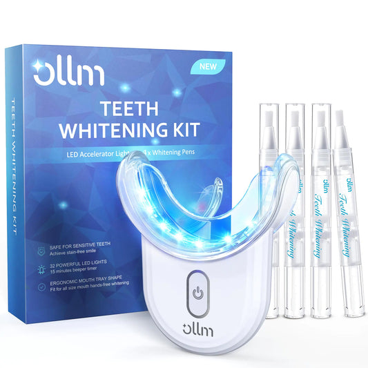 Teeth Whitening Kit for Sensitive Tooth: 35% Carbamide Peroxide White Gel Pens LED Light Whitener with Dental Mouth Trays Professional Bright Brace Oral Care Product System for Home Work Travel
